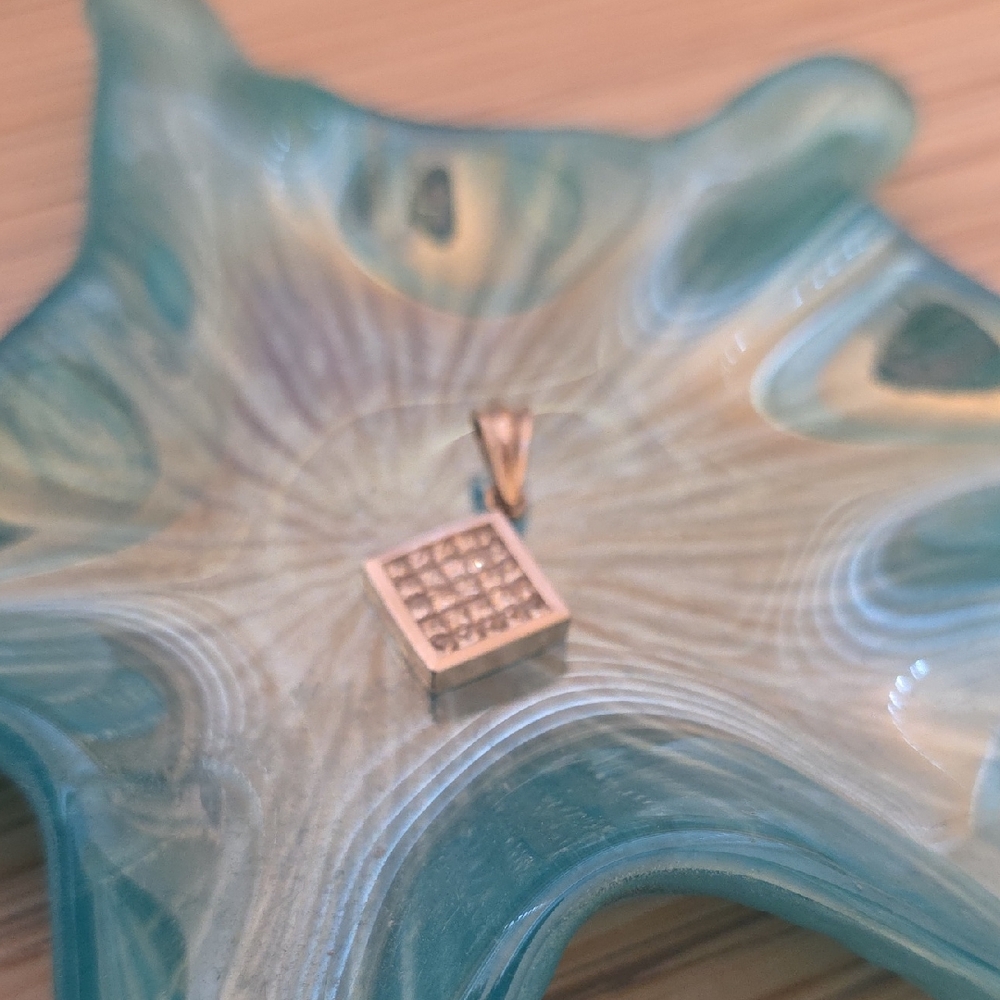 Silver Square Pendant with Crystals